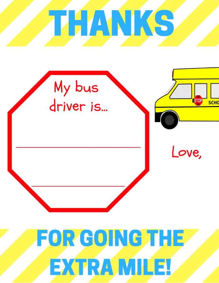 Thank You Bus Driver Card Free Printable To Show Appreciation