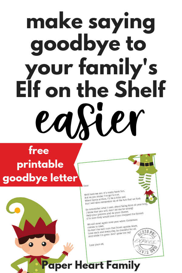 Super Sweet Elf On The Shelf Goodbye Letter