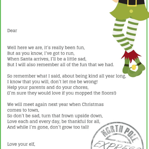 Elf On The Shelf Goodbye Letter- The Perfect Elf On The Shelf Leaving ...