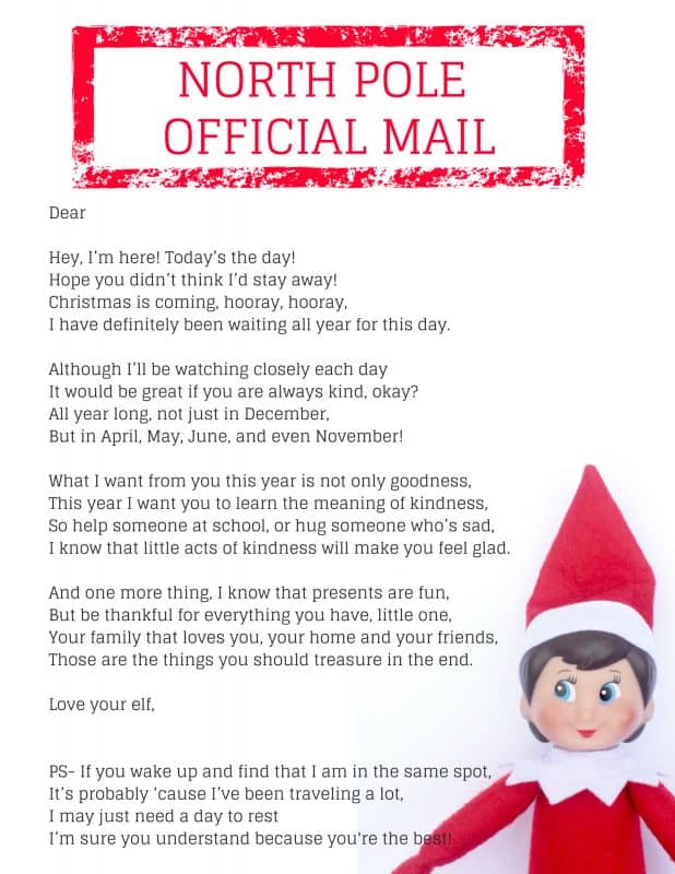  Elf On The Shelf Arrival Letter Printable Template Printable Templates