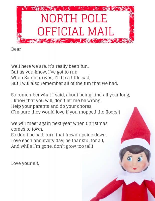 Elf On The Shelf Goodbye Letter The Perfect Elf On The Shelf Leaving Gift