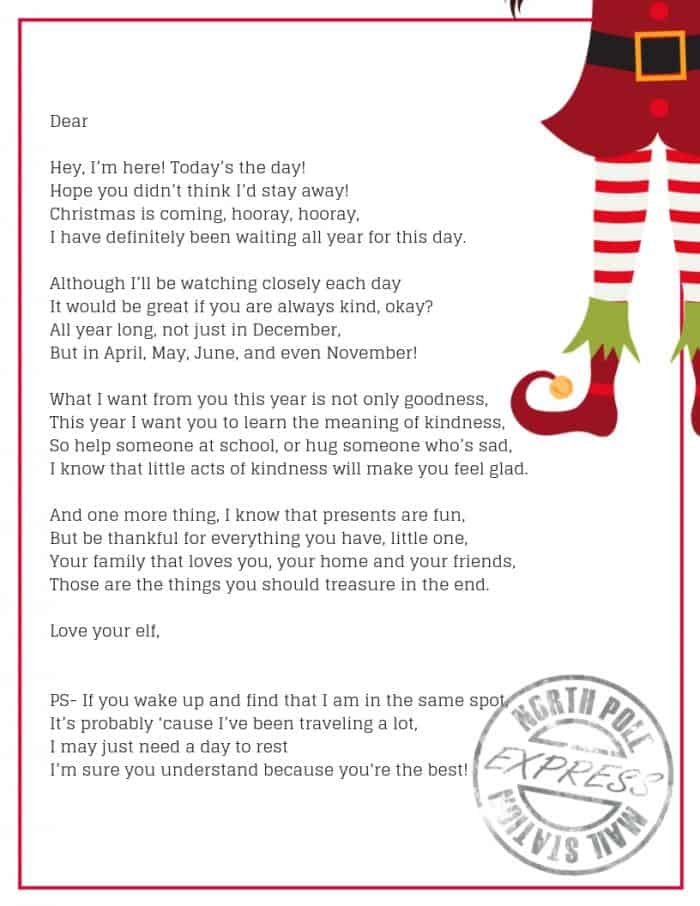 Elf On The Shelf Letter Template