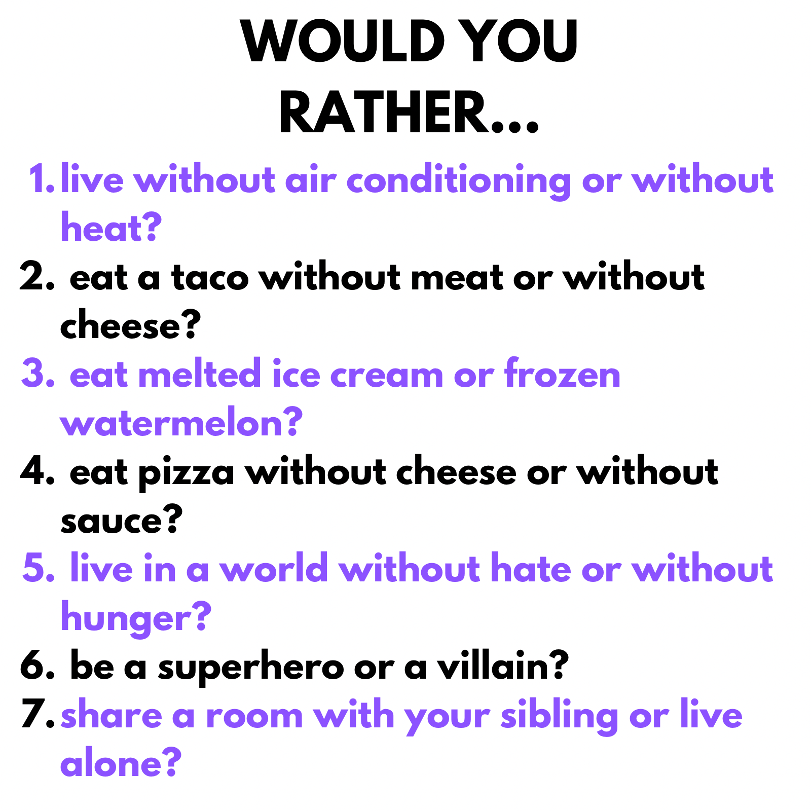 109 funny would you rather questions for adults  Funny would you rather, Would  you rather questions, Would you rather