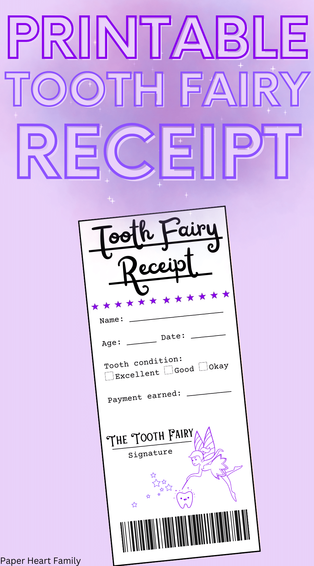 Free Printable Tooth Fairy Receipt (For Boy Or Girl!)