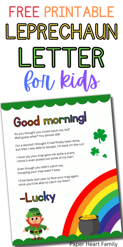 Free Printable Leprechaun Letter To Child