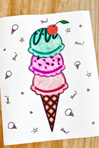 Free Printable Ice Cream Craft (Black and White and Pre-Colored!)