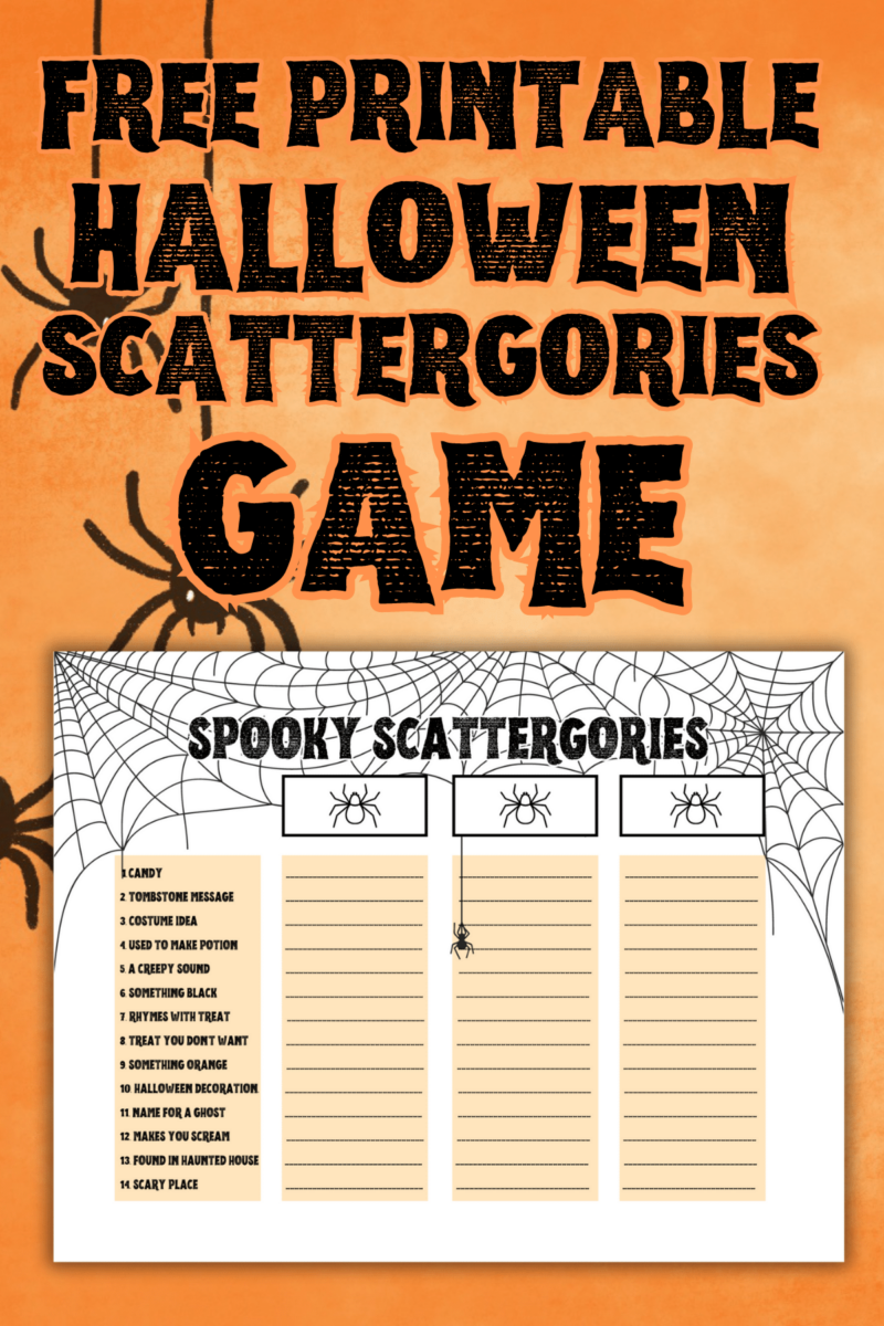 Halloween Scattergories Game Printable For Spooky Fun