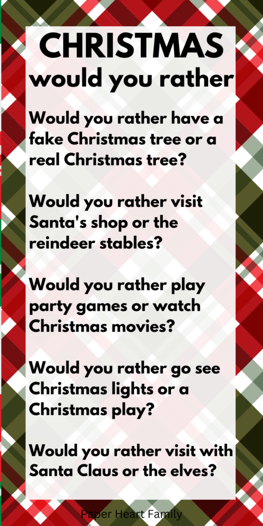 Christmas Would You Rather Questions - Minds in Bloom