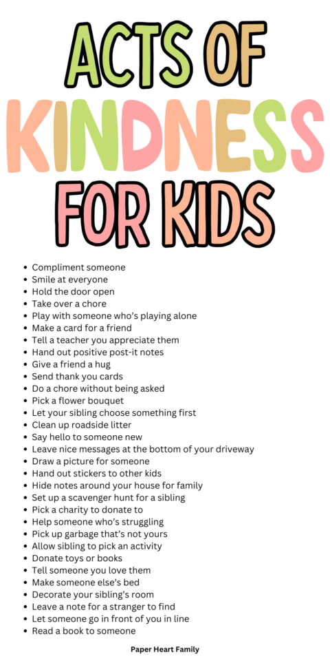 50 Acts Of Kindness For Kids With Fun Bingo Game