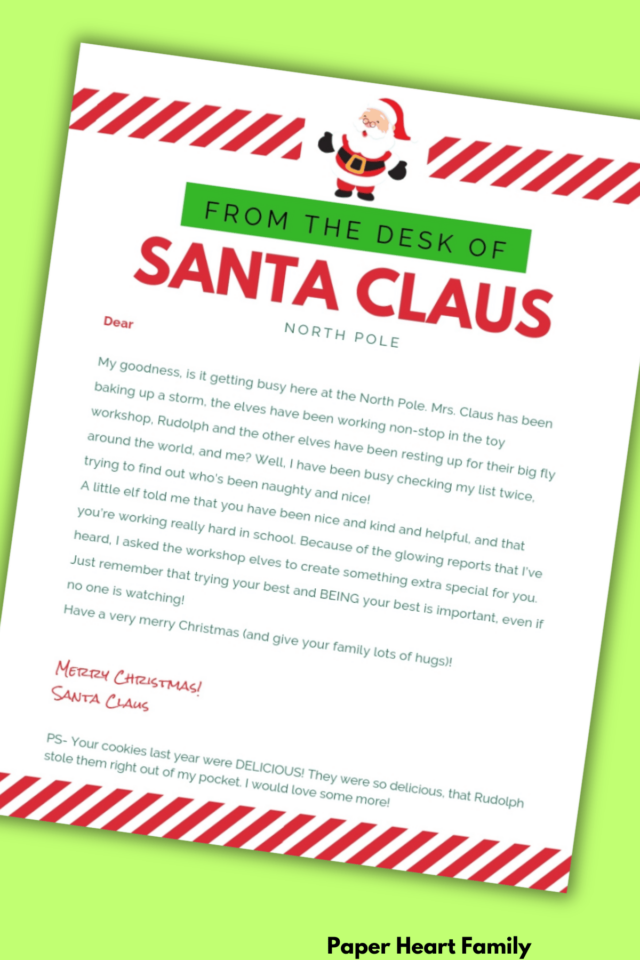 Free Printable, Editable Letter From Santa For Kids