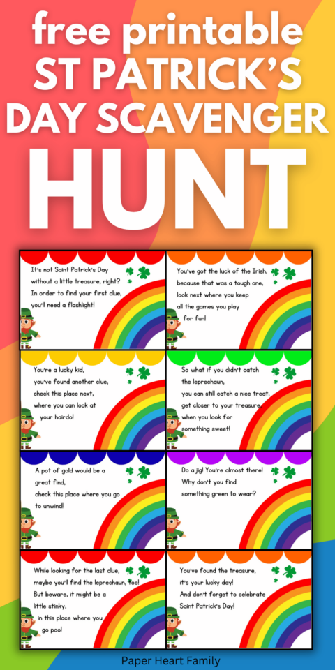 Fun Printable Saint Patrick's Day Scavenger Hunt For Kids