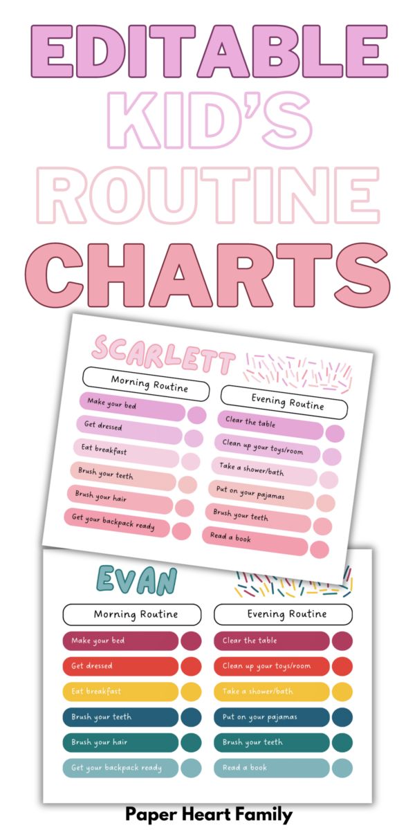 Editable Routine Charts To Keep Kids On Track