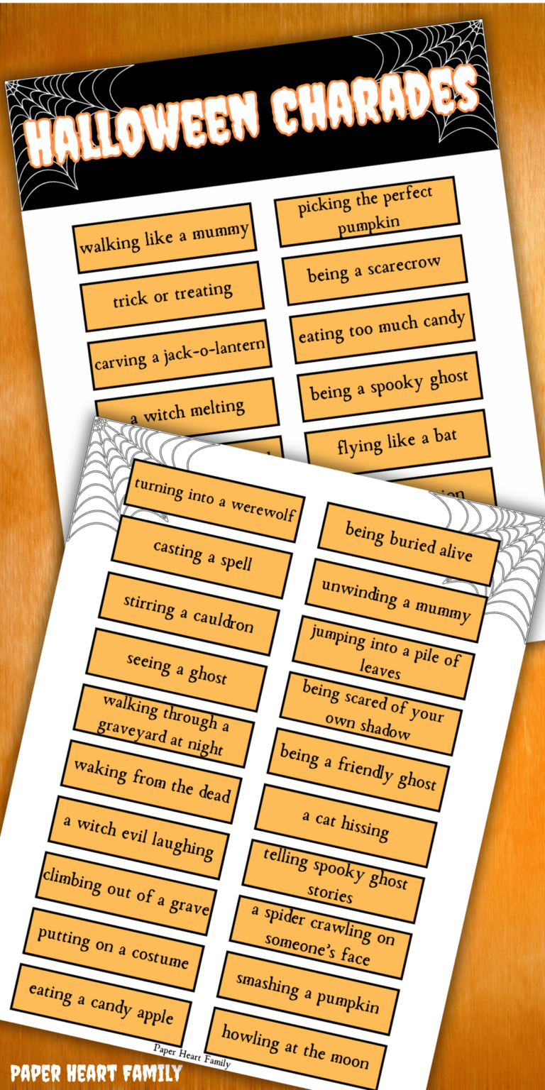 Free Printable Halloween Charades Game For All Ages