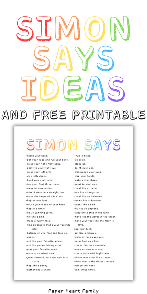 70 Fun Simon Says Ideas For Active Play