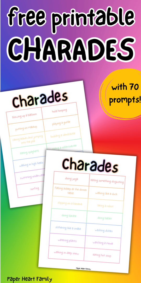 Free Printable Charades Game That's Perfect For Kids Of All Ages