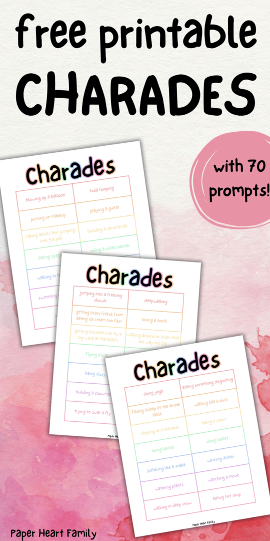 Free Printable Charades Game That's Perfect For Kids Of All Ages