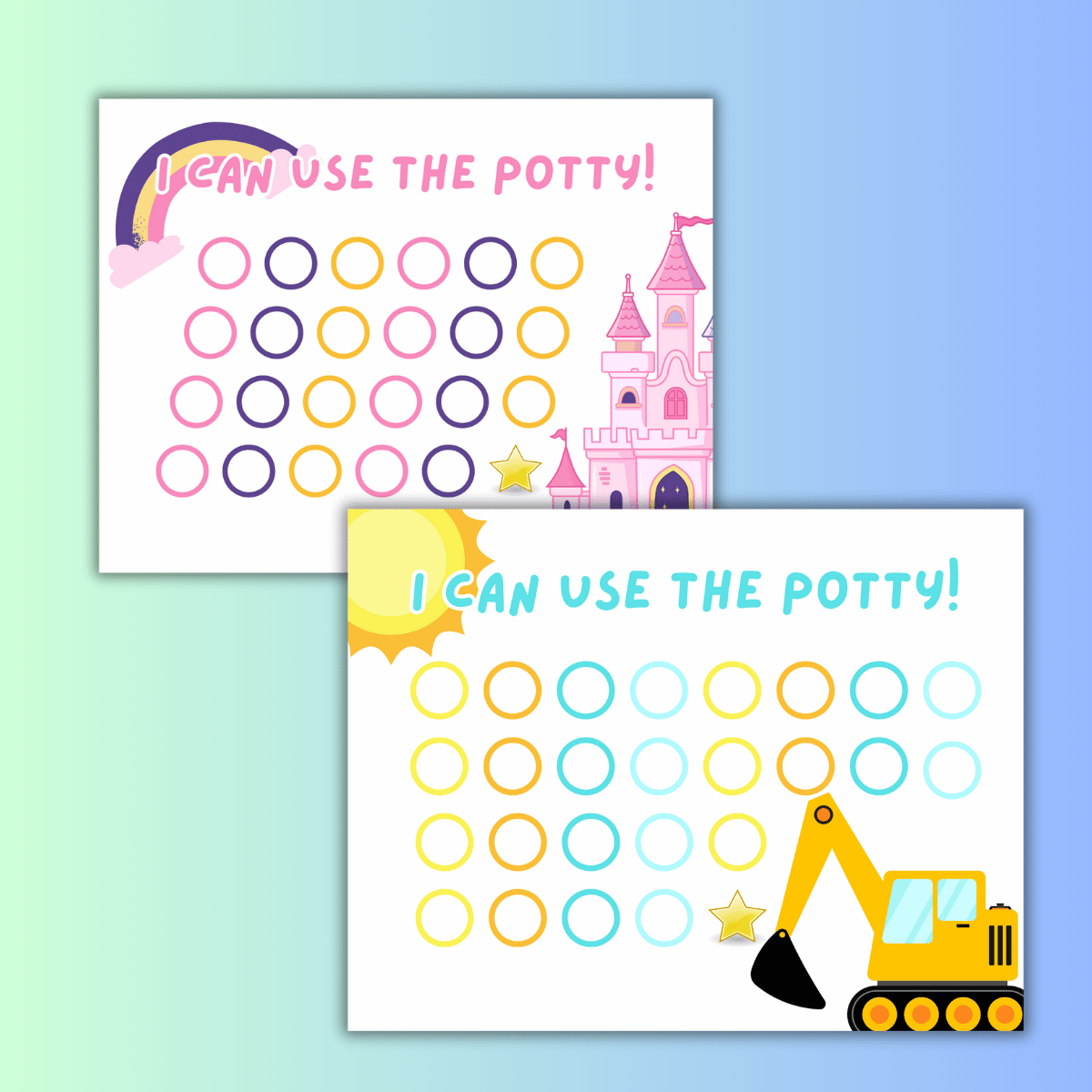 boy and girl potty training reward charts